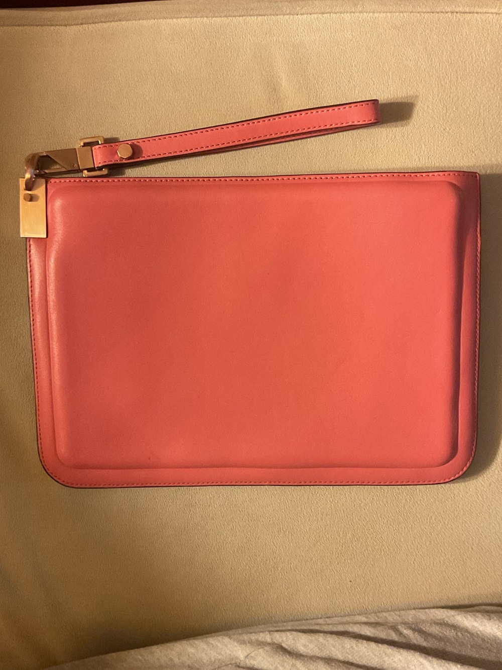 LUANA Made in Italy Coral Wristlet LEATHER Clutch NWOT
